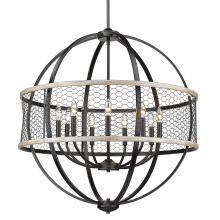 Golden 3170-9 BLK-CW - Golden Lighting Roost 9-light Chandelier in Matte Black